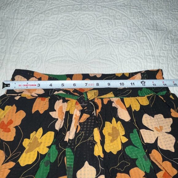 Who What Wear Black Orange Peach Gold Yellow Floral Elastic Waist Skirt Size XS - Picture 8 of 9